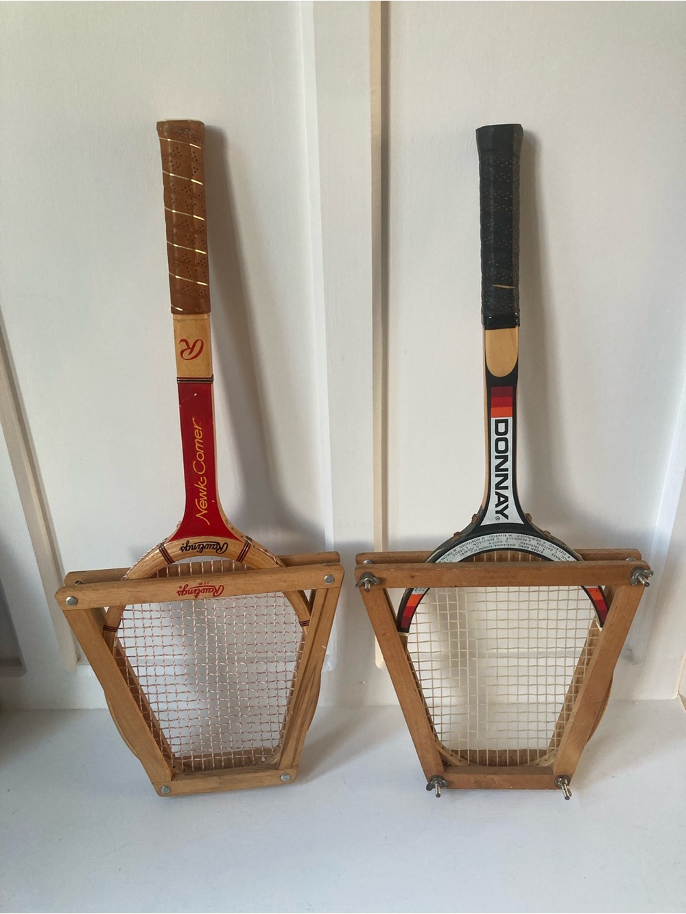 Vintage Wooden Tennis Racquets with Original Racquet Presses | Pair |